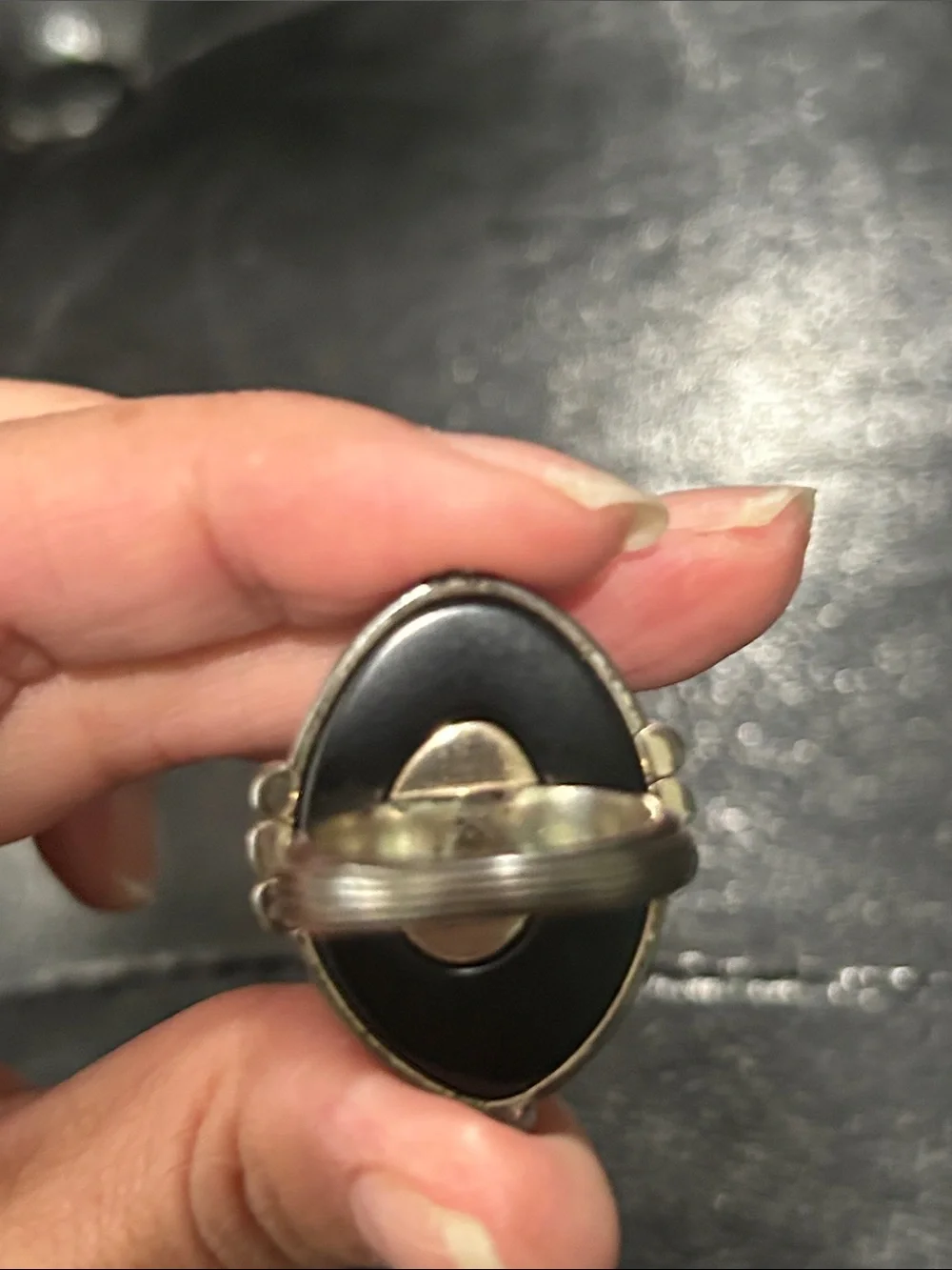 Brighton Mumtaz Silver-Tone Oval Filigree Ring with Clear Stones